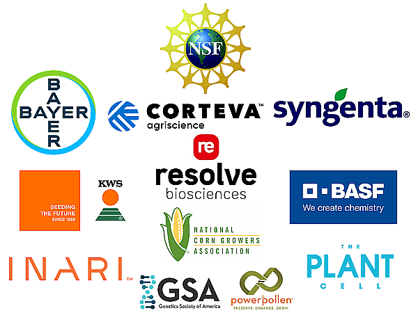 Logos of sponsors for the 2023 Maize Genetics Meeting